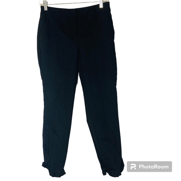 Express Pants - Express Dress Pants Womens 4R Stretch Columnist Ankle Ruffle Mid Rise Black